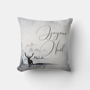 Joyeux Weihnachten Winter Szene Huge Buck Deer Kissen