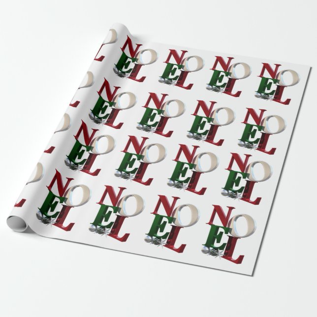 Joyeux Weihnachten Wrapping Paper, Frohe Weihnacht Geschenkpapier (Ungerollt)