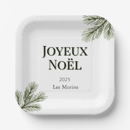 Joyeux Weihnachten - zarte Kiefernäste Pappteller
