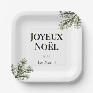 Joyeux Weihnachten - zarte Kiefernäste Pappteller