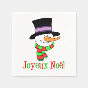 Joyeux Weihnachtensnowman-französische Serviette