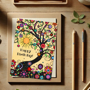 Joyeux Whimsical Colorful carte d'anniversaire amu