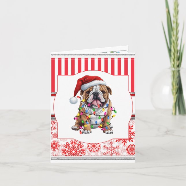 Joyeux Woofmas Carte de Vœux Bouledogue (Devant)