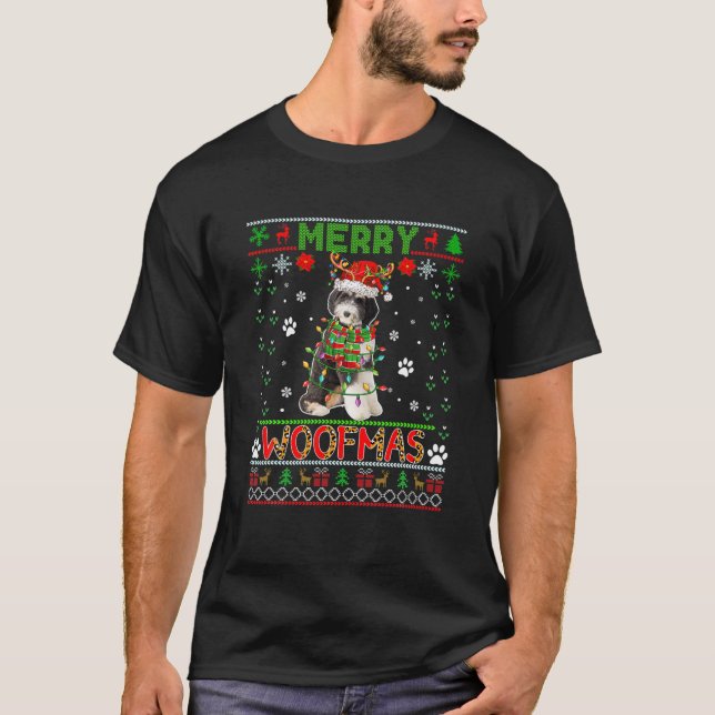 Joyeux Xmas Woof Sweat Leopard Père Noël Reindeer  (Devant)