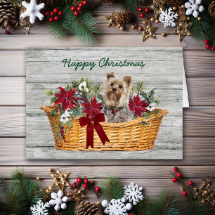 Joyeux Yorkshire Terrier Chien de Noël dans le pan