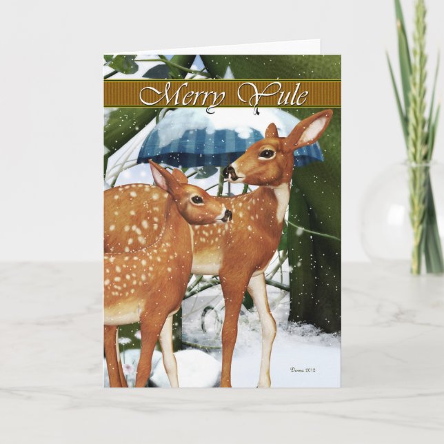 Joyeux Yule Doe et carte blanche de cerfs de la fa (Devant)