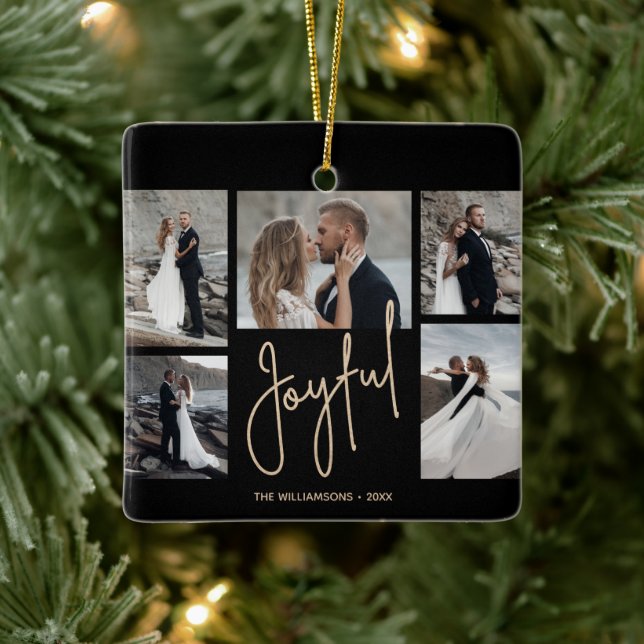 JOYFUL 5 Foto Weihnachten Keramikornament (Baum)