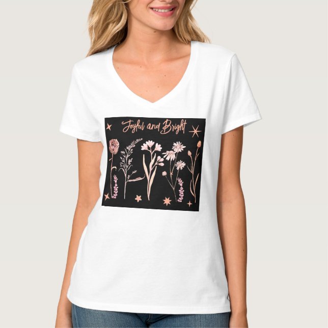 Joyful and Bright Wildblume Design - Boho Floral T-Shirt (Vorderseite)