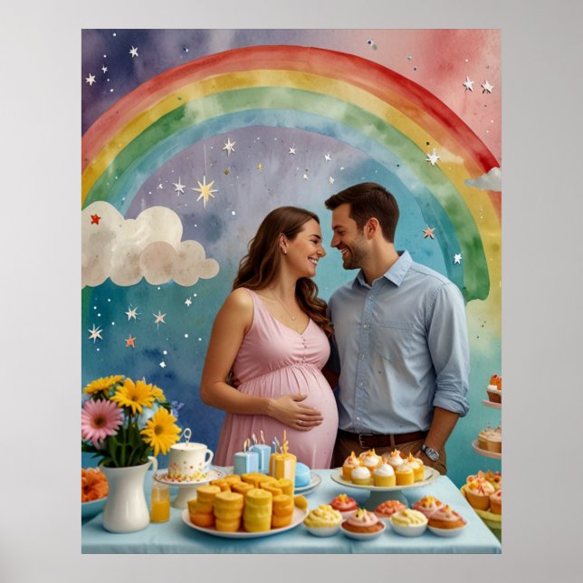 Joyful Baby Dusche mit Mama und Vater Poster (Vorne)