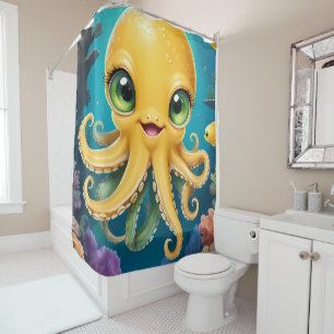 Joyful Baby Yellow Octopus Untermeer Duschvorhang