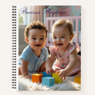 Joyful Babys spielen auf einem Soft Fur Rug Notizbuch