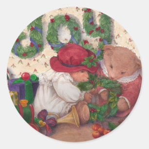 Joyful Bars Weihnachtskranz Runder Aufkleber