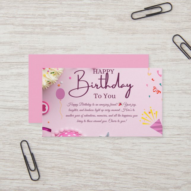 Joyful Birthday wünscht Visitenkarte (Vorderseite/Rückseite Beispiel)
