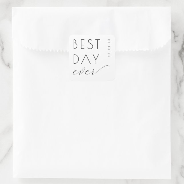 Joyful Black Typographic Quadratischer Aufkleber (Tasche)