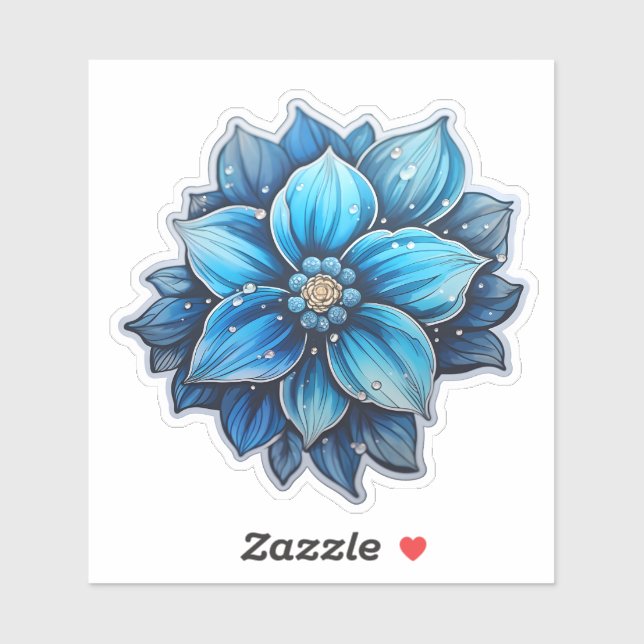 Joyful Blue Flower Holiday Sticker (Feuille)
