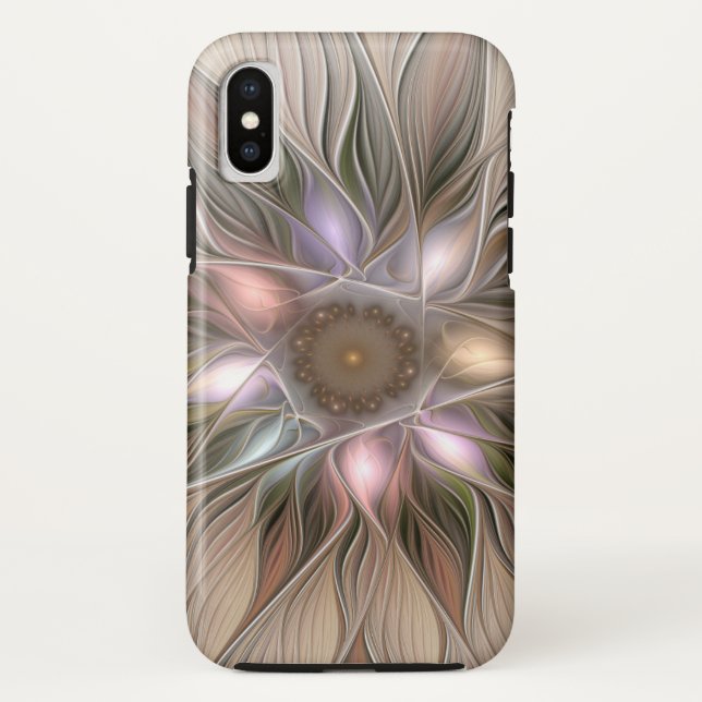 Joyful Blume Abstrakt Beige Brown Fraktal Case-Mate iPhone Hülle (Rückseite)
