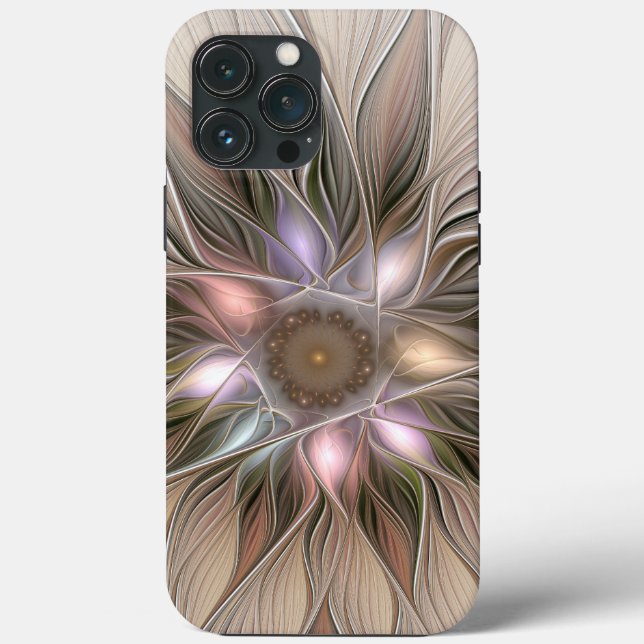 Joyful Blume Abstrakt Beige Brown Fraktal Case-Mate iPhone Hülle (Rückseite)