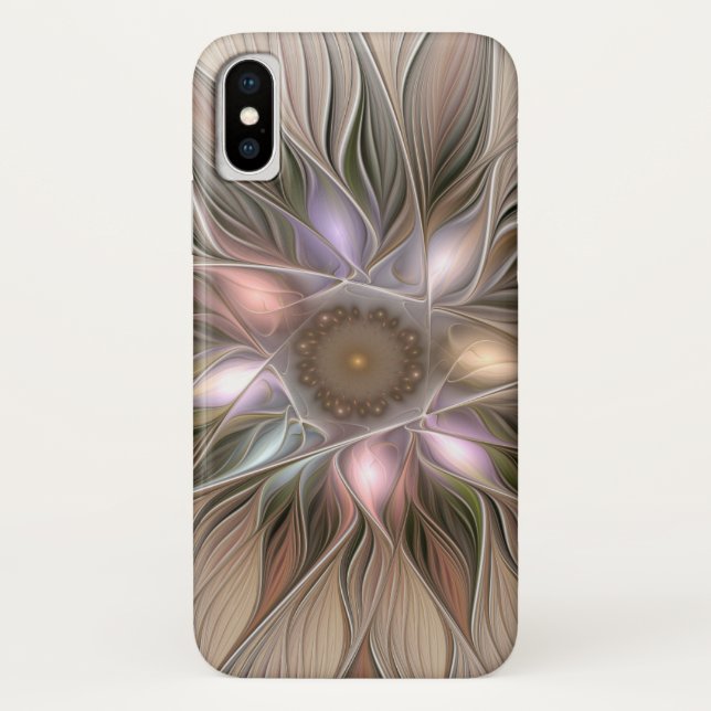 Joyful Blume Abstrakt Beige Brown Fraktal Case-Mate iPhone Hülle (Rückseite)