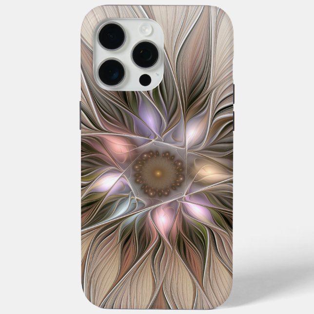 Joyful Blume Abstrakt Beige Brown Fraktal Case-Mate iPhone Hülle (Rückseite)