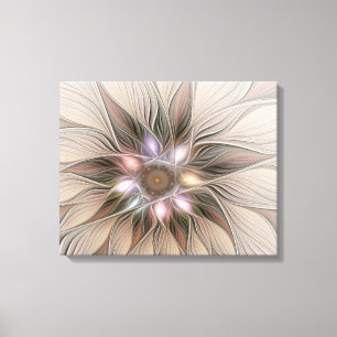 Joyful Blume Abstrakt Beige Brown Fraktal Leinwanddruck