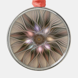 Joyful Blume Abstrakt Beige Brown Fraktal Ornament Aus Metall