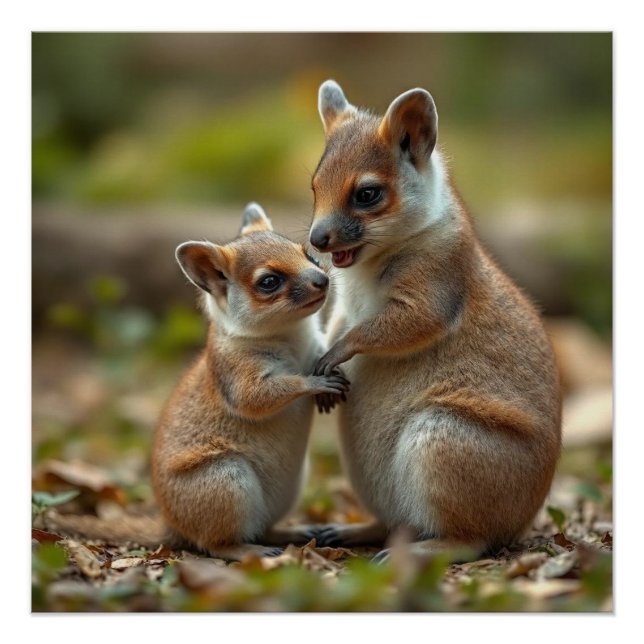 "Joyful Bond: Australian Mama and Baby Quokka" Poster (Vorderseite)