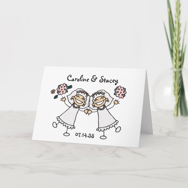 Joyful Brides Personalisiert Gay Lesbian Wedding Dankeskarte (Vorderseite)