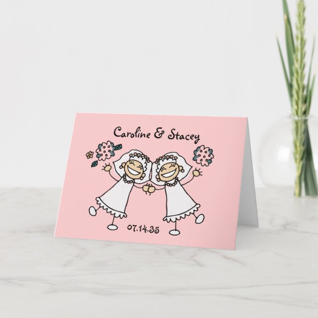 Joyful Brides Personalisiert Gay Lesbian Wedding Dankeskarte (Vorderseite)