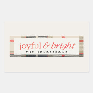 Joyful & Bright Cosy Winter Kariert Holiday Gesche Rechteckiger Aufkleber
