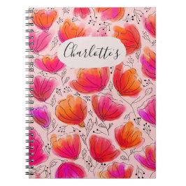 Joyful Bright Orange Pink Blume Notebook Notizblock