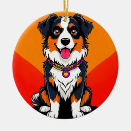 Joyful Cartoon Dog Illustration Keramik Ornament