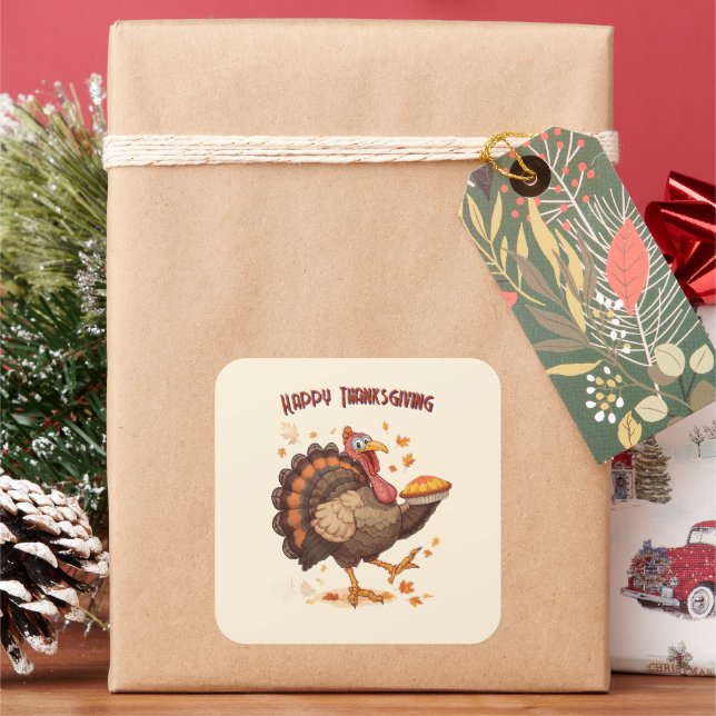 Joyful Cartoon Turkey Thanksgiving Sticker (Feiertag)