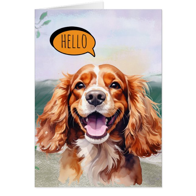 Joyful Cavalier King Charles Spaniel in Watercolo  (Devant)