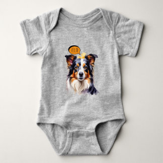 Joyful Cavalier King Charles Spaniel in Watercolo  Baby Strampler