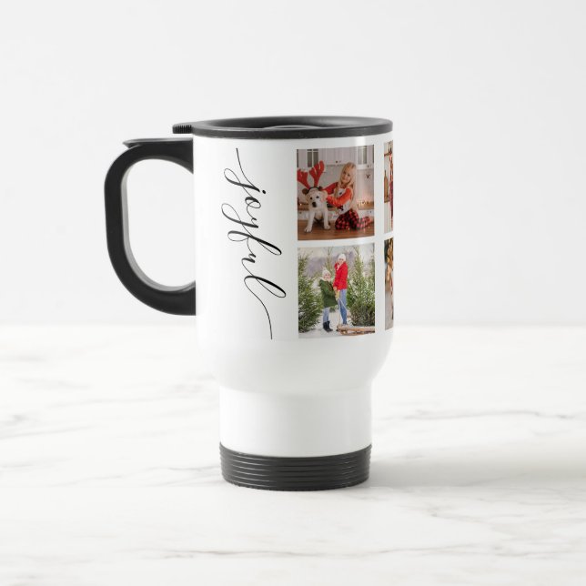 Joyful Christmas Calligrafy Script Foto Picture Reisebecher (Links)