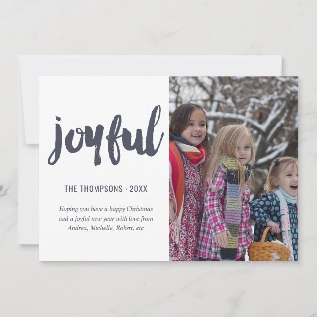 Joyful Christmas Foto Feiertagskarte (Vorderseite)
