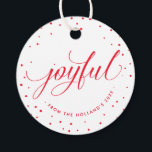 JOYFUL CHRISTMAS GIFT Stilvolle Kalligraphie Gold  Geschenkanhänger<br><div class="desc">von kat massard >>> WWW.SIMPLYSWEETPAPERIE.COM <<< Ein Geschenktag mit moderner Kalligraphie "fröhlich" in der Tradition Weihnachtsfarbe - rot.</div>