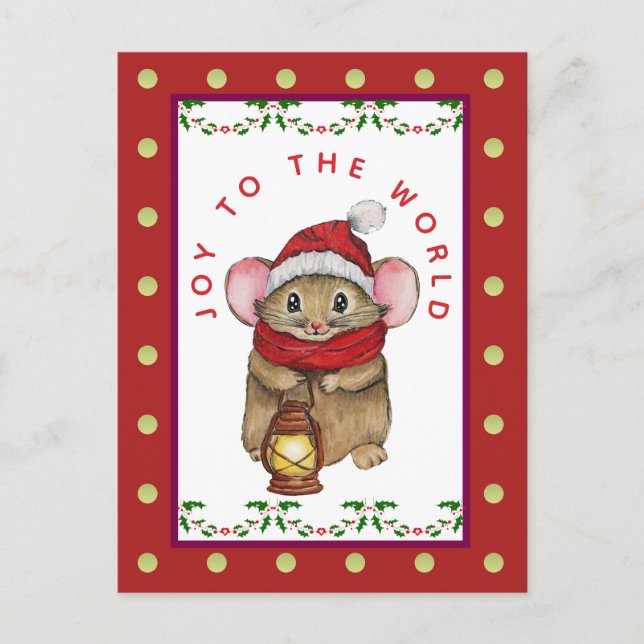 Joyful Christmas mouse greeting card Feiertagspostkarte (Vorderseite)