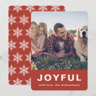 Joyful Christmas Red Snowflake Foto Holi Feiertagskarte