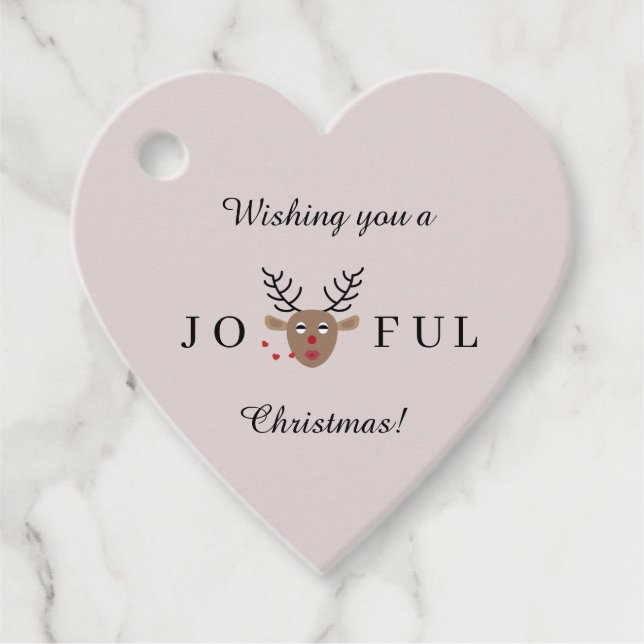 Joyful Christmas Reindeer Kiss Blush Holiday Gesch Geschenkanhänger (Vorderseite)