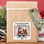 Joyful Christmas Sticker für Geschenke<br><div class="desc">Ein bezaubernder Aufkleber schmückt ein wunderschön verpacktes Geschenk mit einem reizvollen Urlaubsdesign. Das Kunstwerk präsentiert den Weihnachtsmann,  einen Weihnachtsbaum und lebendige Dekorationen,  die eine fröhliche Touch verleihen. Ideal für Feste und Ansammlungen.</div>