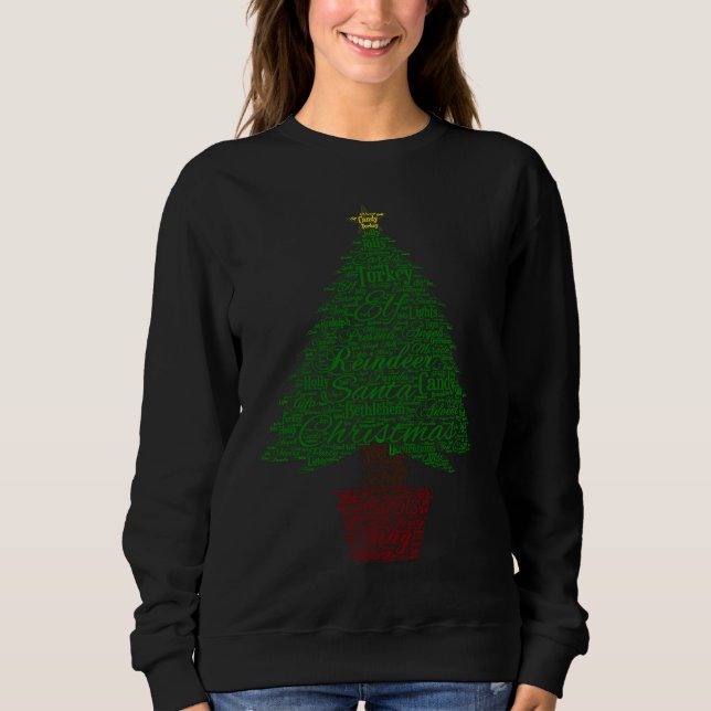 Joyful Christmas Tree Text And Quote Sweatshirt (Vorderseite)
