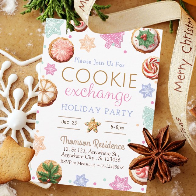 Joyful Christmas Watercolor Cookie Exchange Einladung (Von Creator hochgeladen)