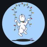 Joyful Christmas Westie Stickers<br><div class="desc">Aufkleber mit Weihnachtswestie Terrier Hund züchten Kunst von Kinderbuch Autor & Illustrator, Kim Niles</div>