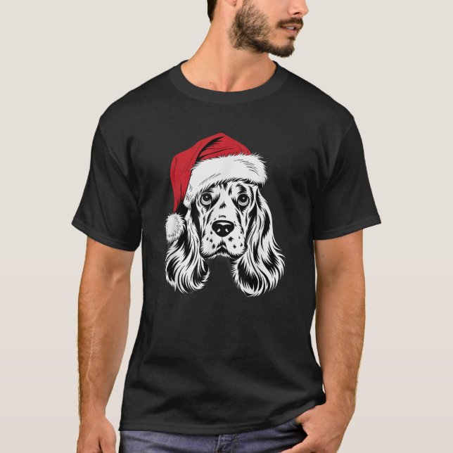 Joyful Cocker Santa Dog auf Cocker Spaniel Christm T-Shirt (Vorderseite)