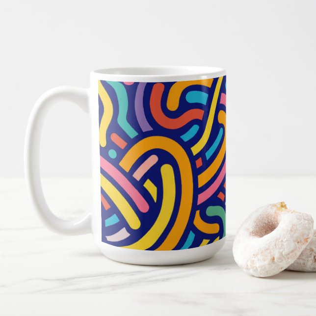 Joyful Color Pattern Mug (Avec donut)