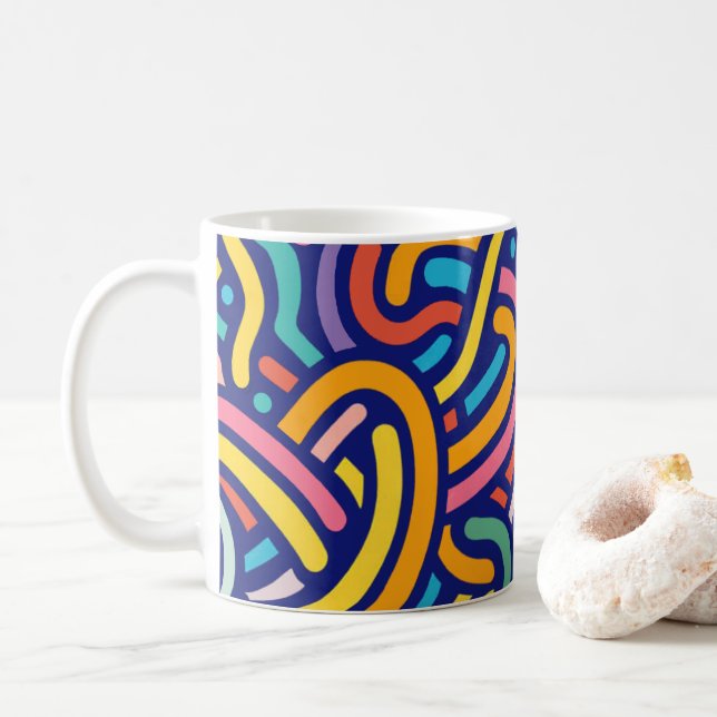 Joyful Color Pattern Mug Kaffeetasse (Mit Donut)