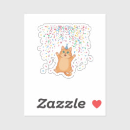 Joyful Confetti Party Cat Colorful New Year Aufkleber