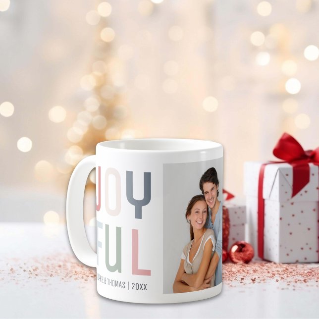 Joyful Couple Foto Weihnachten Kaffeetasse (Joyful Couple Photo Christmas Coffee Mug)