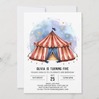 Joyful Custom Watercolor Circus Geburtstag Einladung